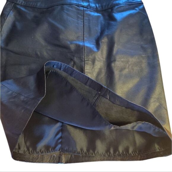 VTG 80s BB Dakota Black Leather Mini Skirt SZ 7 High Waist Moto Grunge Goth - Picture 8 of 12